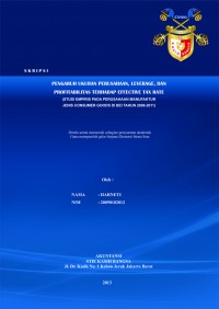 Pengaruh Ukuran Perusahaan, Leverage, dan Profitabilitas Terhadap Effective Tax Rate (Studi Empiris pada Perusahaan Manufaktur Jenis Consumer Goods di BEI Tahun 2008-2011)