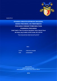 Pengaruh Struktur Kepemilikan Manajerial, Kinerja Perusahaan, Dan Profitabilitas Perusahaan Terhadap Pembayaran Pajak Penghasilan Perusahaan (Studi Empiris : Pada Perusahaan Manufaktur Sektor Industri Dasar Dan Kimia Yang Terdaftar Di BEI Periode 2013-2015)