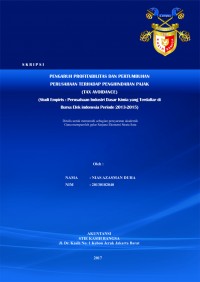 Pengaruh Profitabilitas dan Pertumbuhan Perusahaan terhadap Penghindaran Pajak (Tax Avoidance) (Studi Empiris : Perusahaan Industri Dasar Kimia yang Terdaftar di Bursa Efek indonesia Periode 2013-2015)