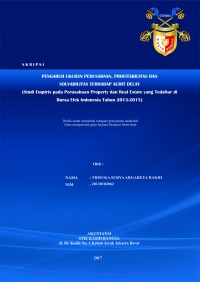 Pengaruh Ukuran Perusahaan, Profitabilitas dan Solvabilitas terhadap Audit Delay (Studi Empiris pada Perusahaan dan Real Estate yang Terdaftar di Bursa Efek Indonesia Tahun 2013-2015)