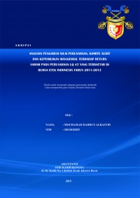 Analisis Pengaruh Nilai Perusahaan, Komite Audit dan Kepemillikan Manajerial Terhadap Return Saham Pada Perusahaan LQ 45 yang Terdaftar di Bursa Efek Indonesia Tahun 2011-2013