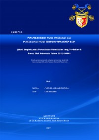 Pengaruh Beban Pajak Tangguhan dan Perencanaan Pajak terhadap Manajemen Laba (Studi Empiris pada Perusahaan Manufaktur yang Terdaftar di Bursa Efek Indonesia Tahun 2013-2016)